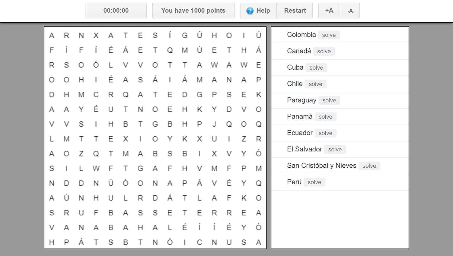 Word Search Puzzle Game Welcome Screen Screenshot.