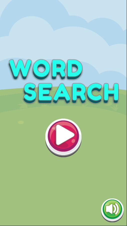 Word Search Puzzles Game Welcome Screen Screenshot.