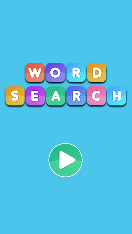 Word Search Game Welcome Screen Screenshot.