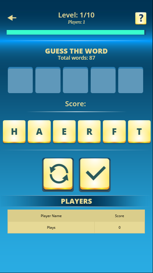 Words Battle Game Start Screenshot.