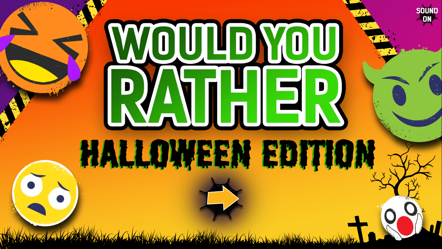Would You Rather Halloween Edition Game Welcome Screen Screenshot.