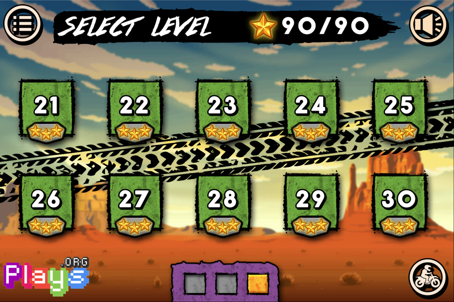 X-Trial Racing Game Level Select Screen Screenshot.