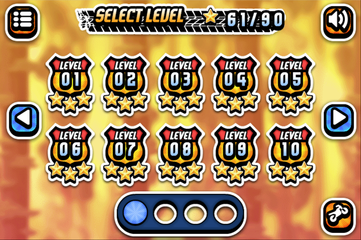 X-Trial Racing Mountain Adventure Game Level Select Screen Screenshot.