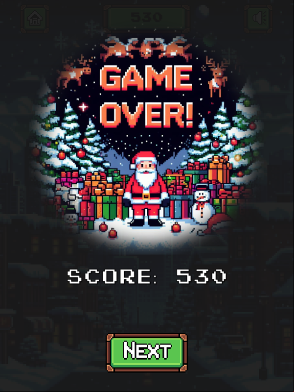 Xmas Catch Game Over Screenshot.