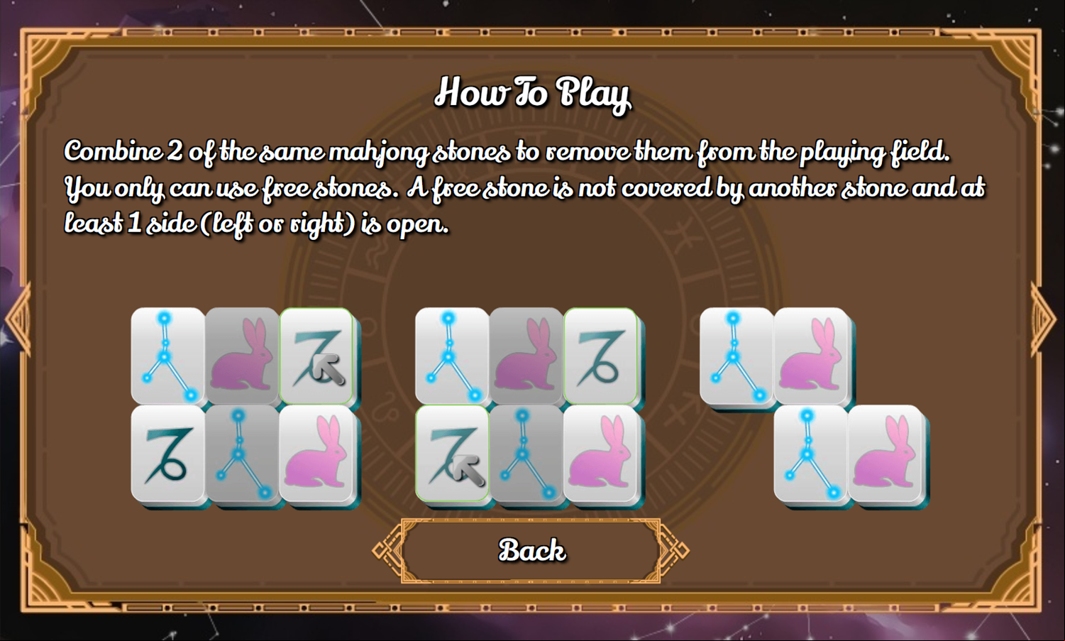 Zodiac Mahjong Game How To Play Screenshot.