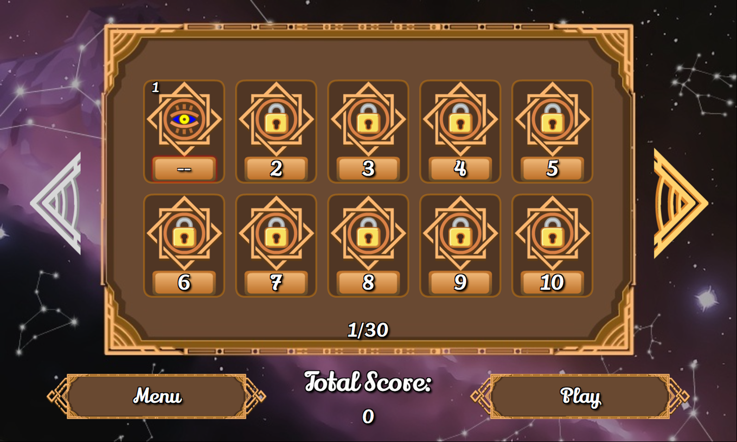 Zodiac Mahjong Game Level Select Screenshot.