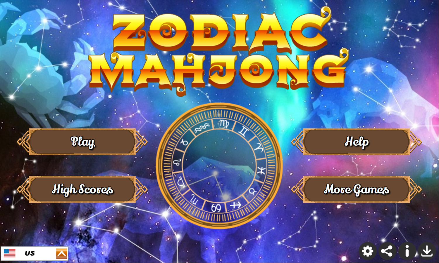 Zodiac Mahjong Game Welcome Screen Screenshot.