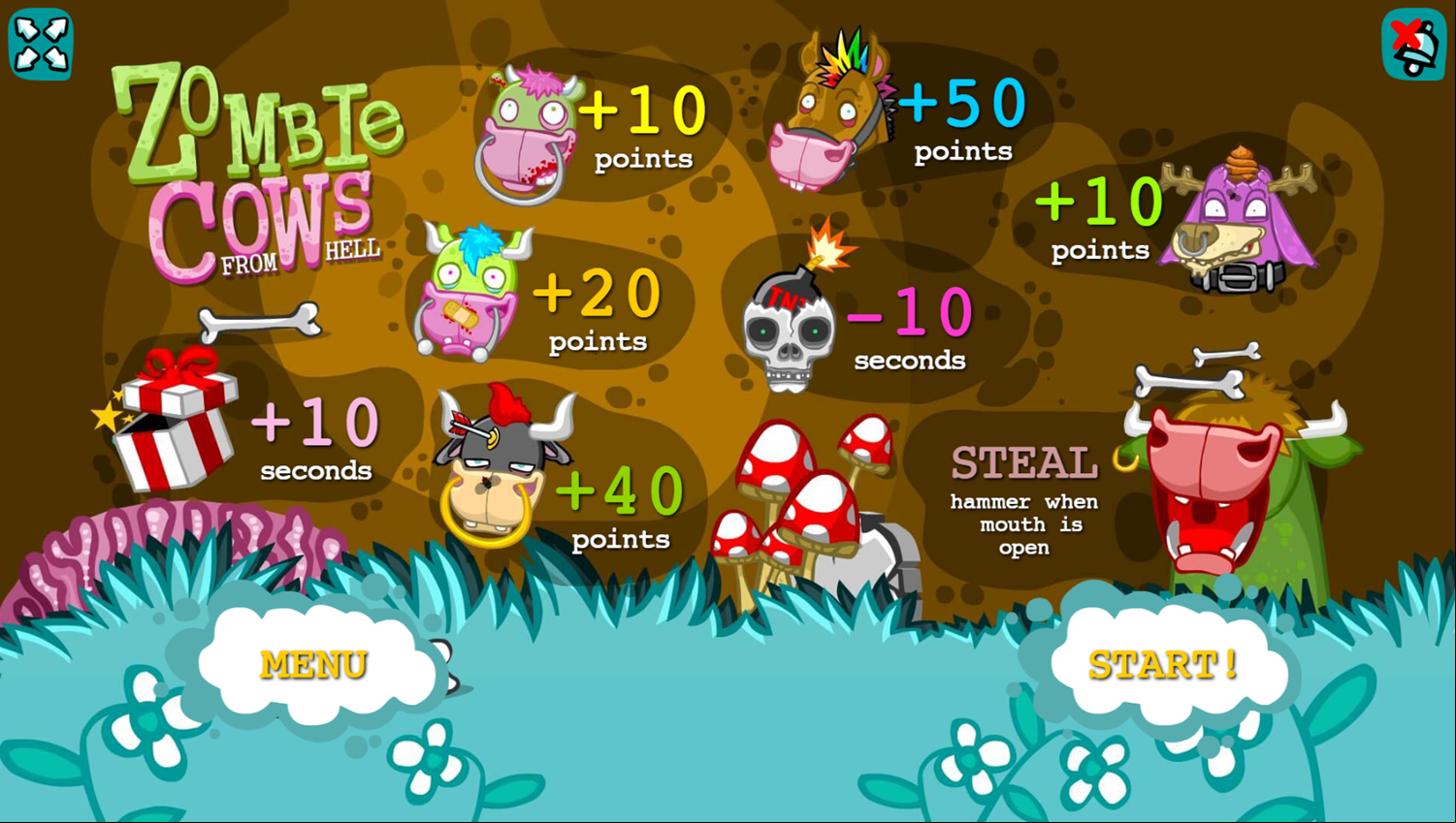 Zombie Cows From Hell Game How To Play Screenshot.
