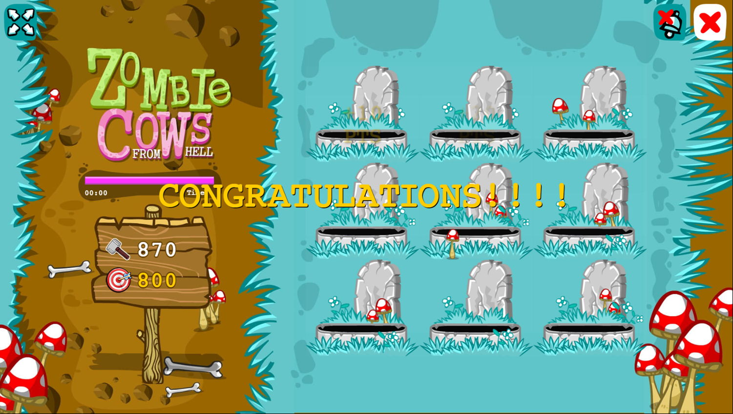 Zombie Cows From Hell Game Level Complete Screenshot.