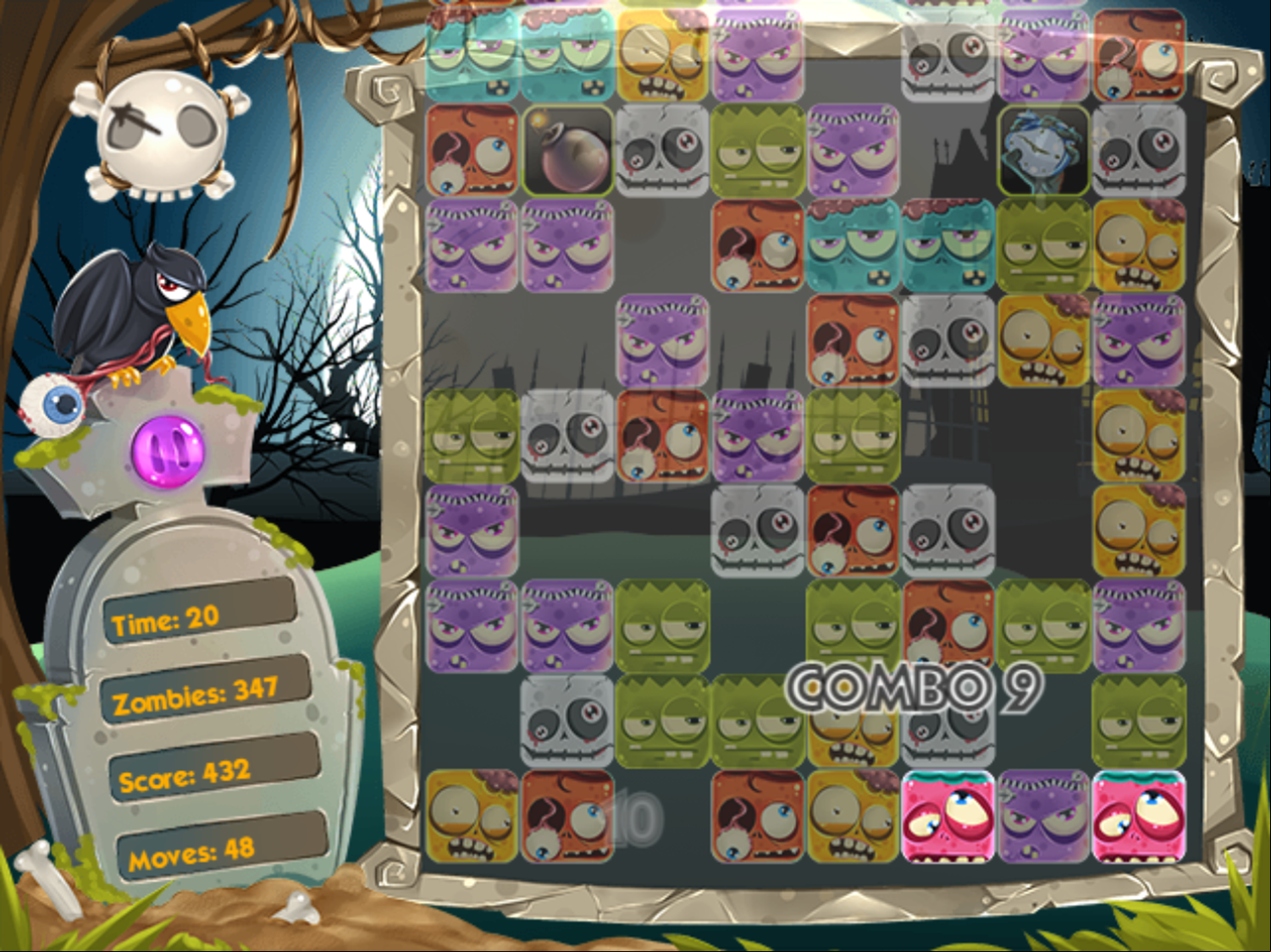 Zombie Gems Game Play Screenshot.
