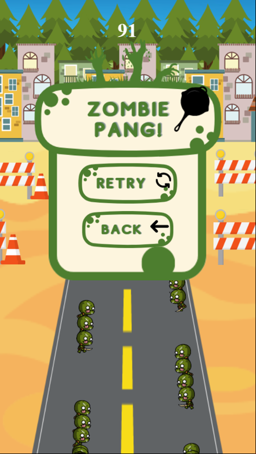 Zombie Pang Game Over Screenshot.
