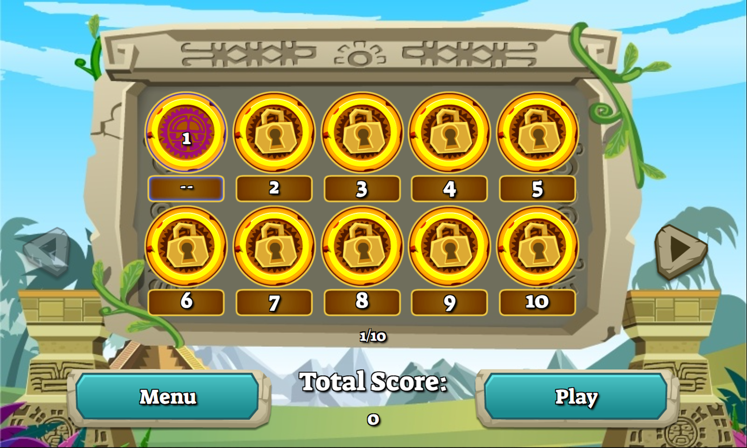 Zuma Legend Game Level Select Screenshot.